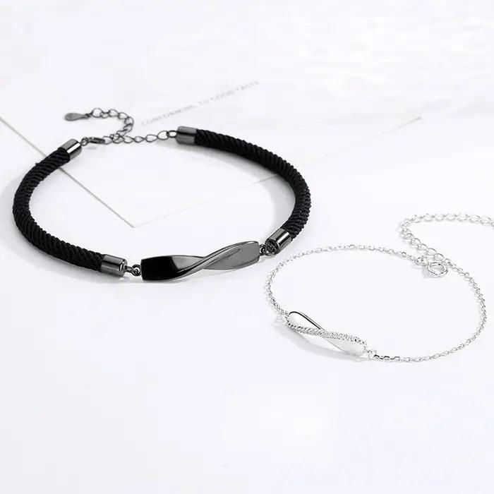 Bracelet romantique en alliage ondulé pour hommes et femmes, amour éternel, bracelet pour amis, bracelets pour couples, ULà main, anneau de us start