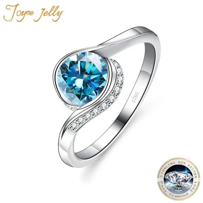 PomerceJelly-Bagues Moissanite en argent regardé 925 pour femmes
