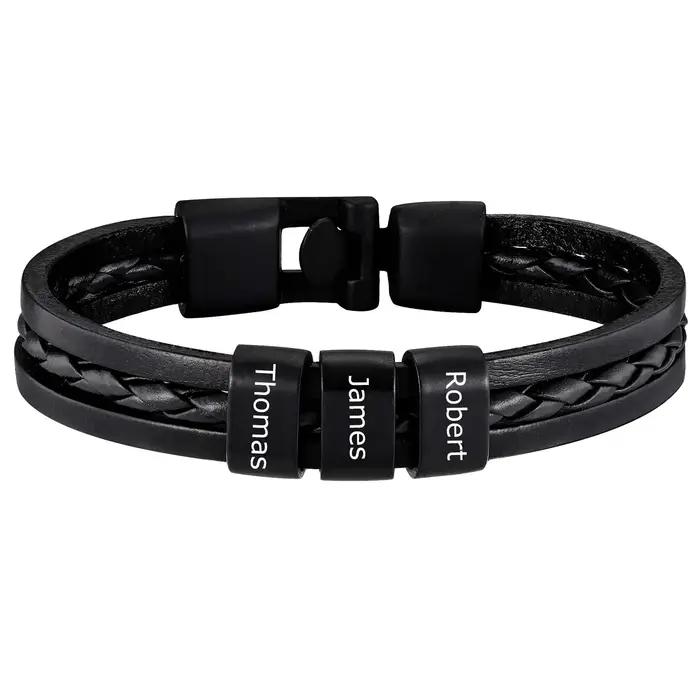 Bracelet en cuir PU avec noms personnalisés