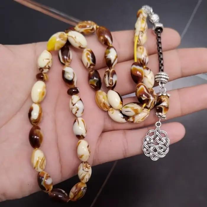 Tasbih Mistak – bracelet misbaha musulman en résine jaune