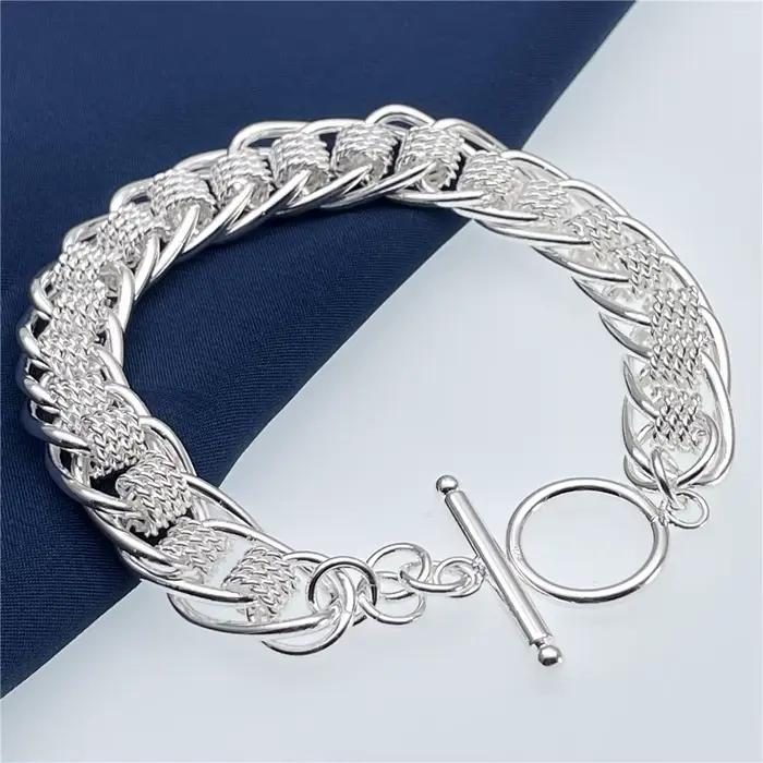 Bracelet en argent sterling 925 avec zirconium blanc style classique pour femme occasion mariage fiançailles et soirée élégante