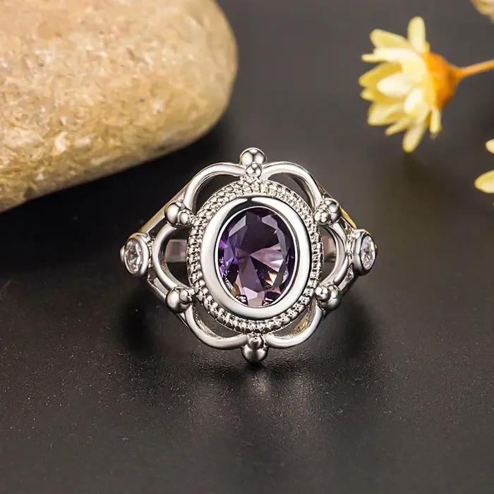 Bague de proposition de fiançailles en argent adrenThai pour hommes et femmes