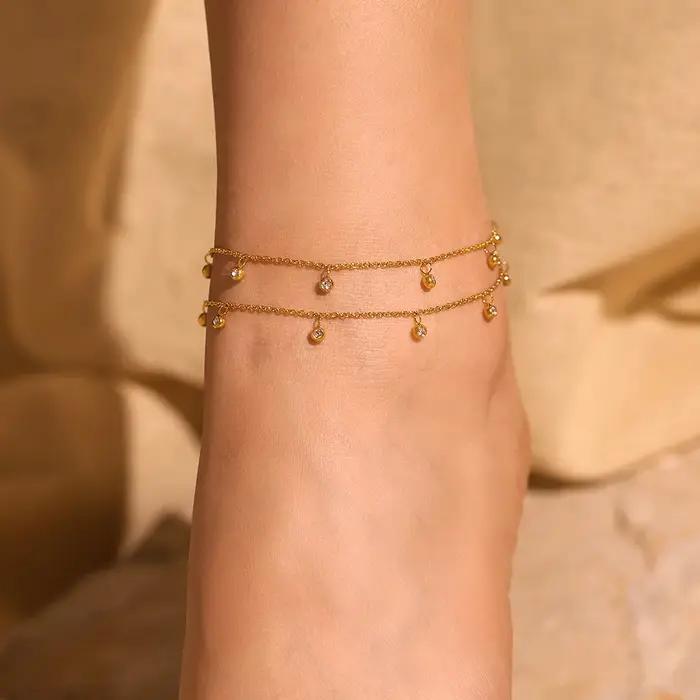 Bracelet de cheville à chaîne fine en acier inoxydable pour femmes