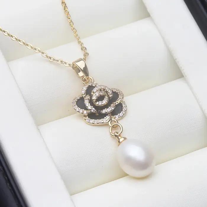 Colliers de perles d'eau douce originales pour femmes, pendentif de perles en argent 925 Vintage, ca