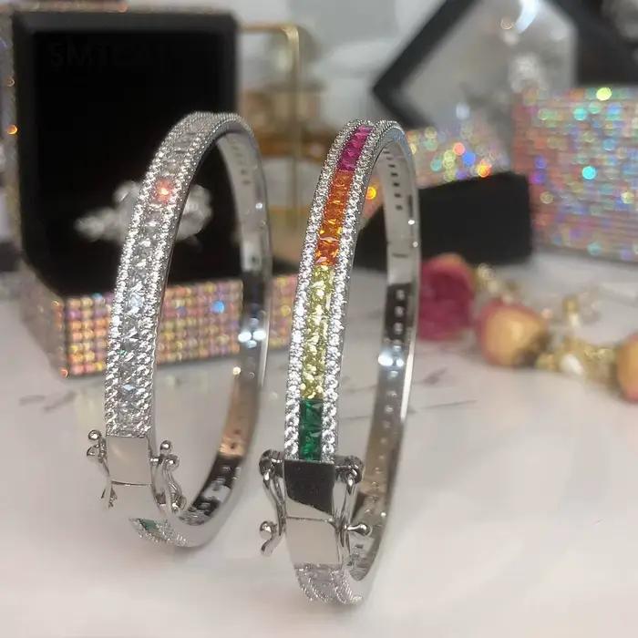 Bracelet Moissanite complet pour femmes, 2mm, en argent Sterling S925, plaqué or 18 carats, couleur D, diamant de laboratoire, bijoux cadeaux de mariage
