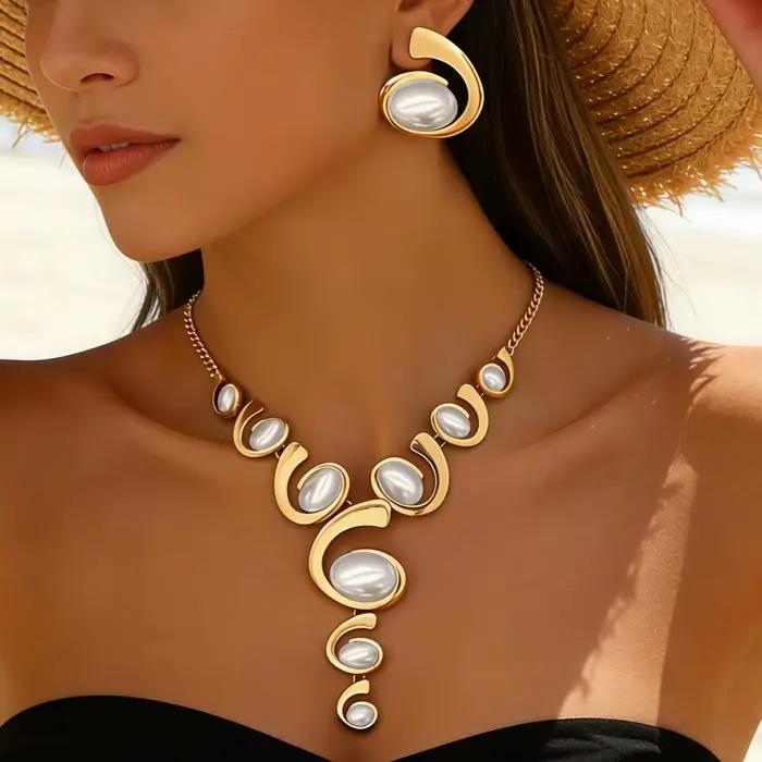 Ensemble collier et boucles d'oreilles de luxe en perles