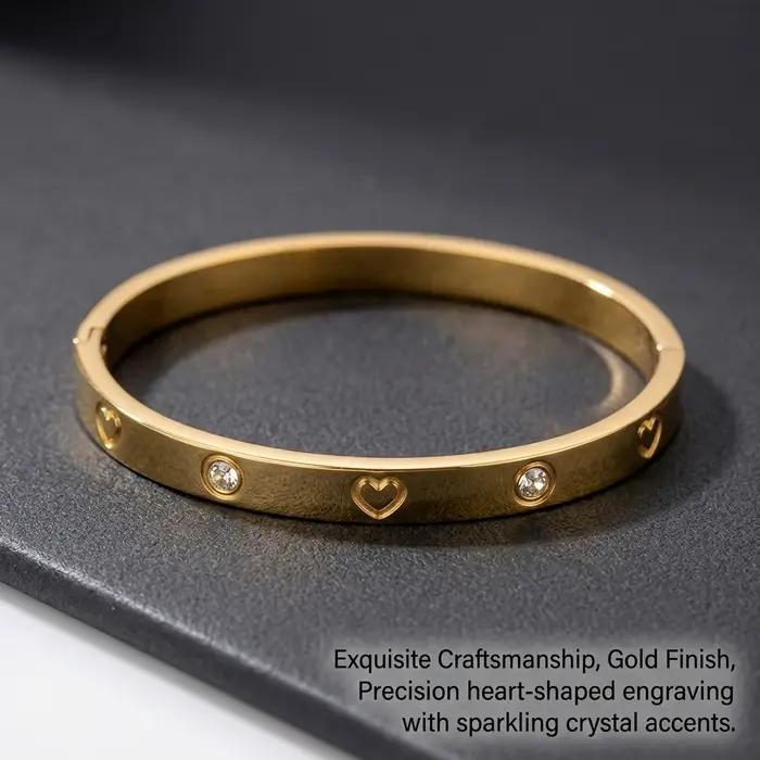 Bracelet en zircon en forme de cœur couleur or