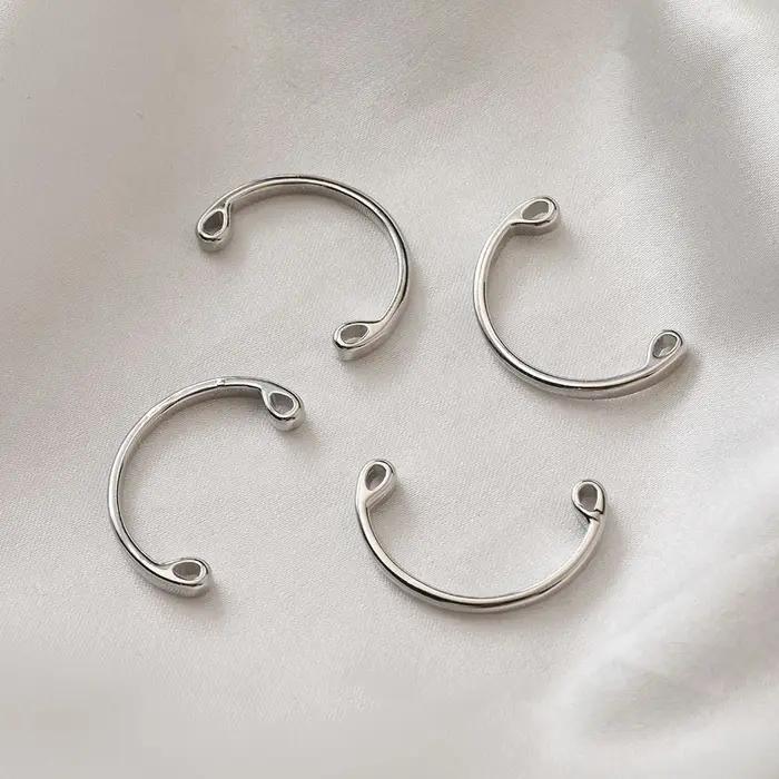Ensemble d'anneaux demi-cercle en laiton plaqué or 14K