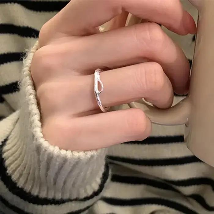 PONYKISS – bague ouverte géométrique irrégulière de couleur argent, réglable pour femmes, bijoux ten
