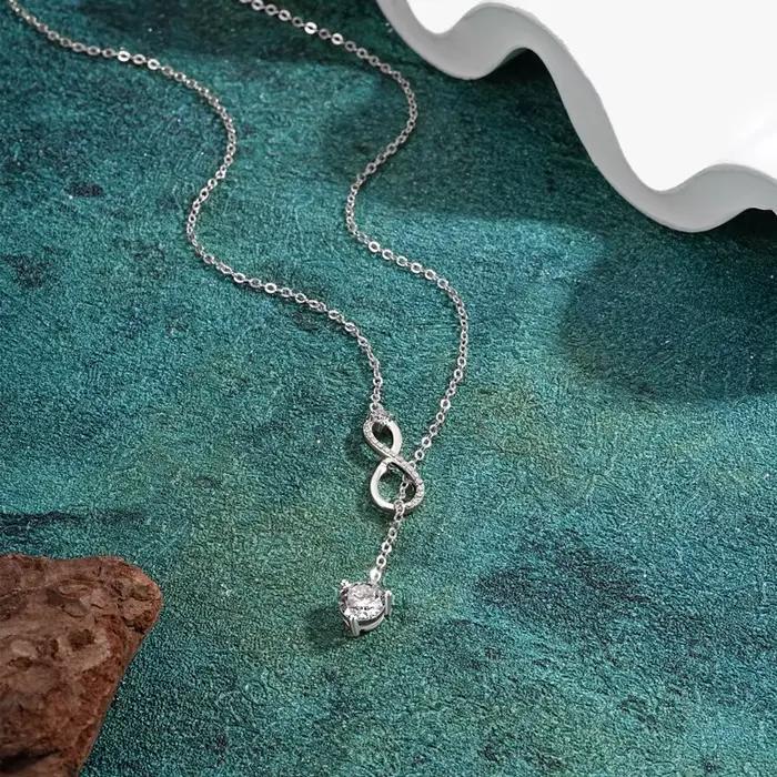 Collier en argent sterling 925 sertie de Moissanite pour femmes occasions spéciales vintage classique trendy élégant cadeau anniversaire mariage