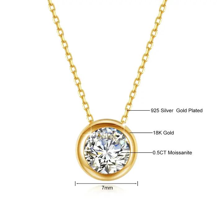 Véritable or 18K Moissanite diamant collier bijoux fins pour femme proposition de mariage cadeau présent