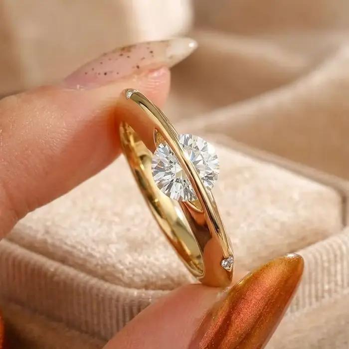 Bague en argent sterling 925 personnalisée avec zircon blanc pour femmes occasions spéciales soirée mariage