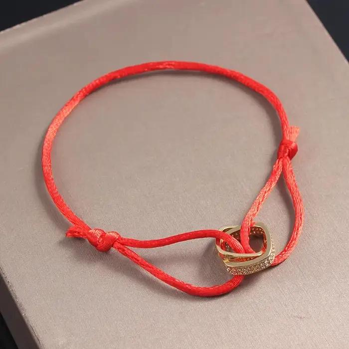 Bracelet en corde réglable avec chiffres interblocés en acier inoxydable pour homme et femme occasions spéciales
