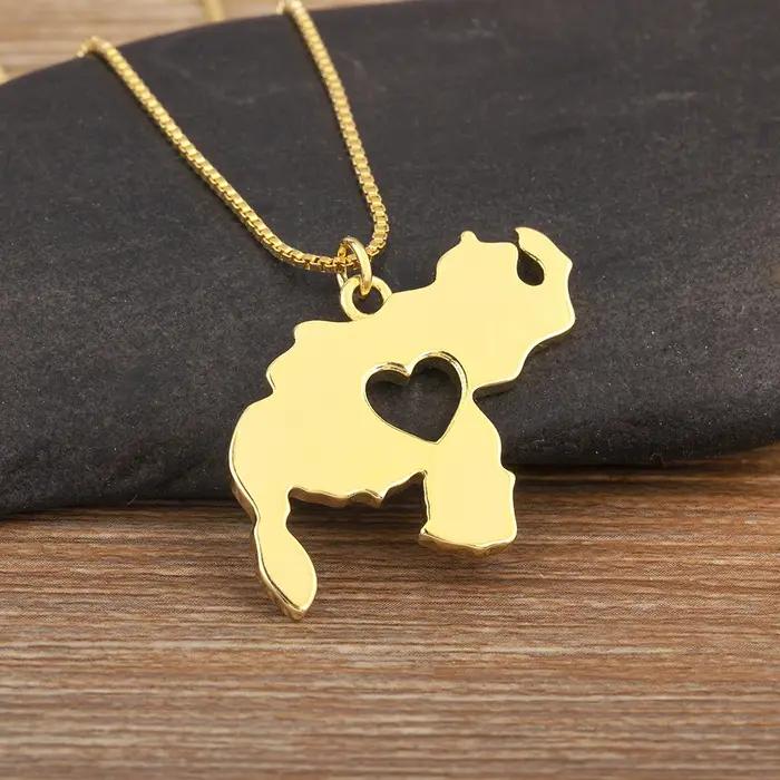 Nidin nouvelle mode Venezuela carte coeur conception pendentif à breloque collier pour femmes hommes personnalité clavicule chaîne accessoires cadeaux