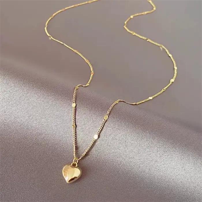 Collier avec pendentif d'amour Simple pour femmes, chaîne de clavicule, ras du cou tendance, couleur