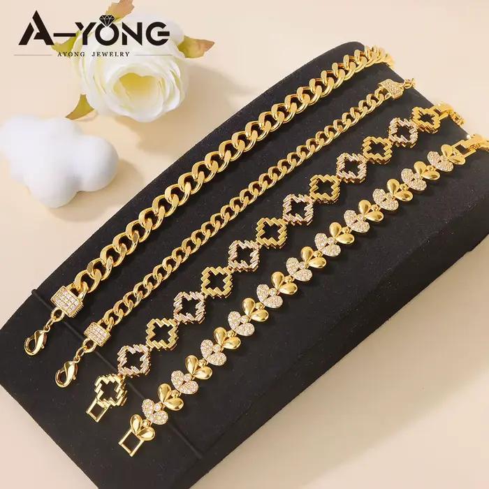 Bracelet de mode Dubaï plaqué or 21 carats, élégant et exquis, style arabe musulman, porte-bonheur, bijoux italiens pour femmes, pour événements et fêtes