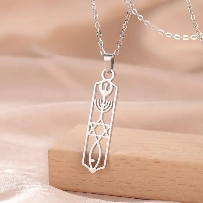 Collier messianique en acier inoxydable avec étoile de David, menorah et poisson pour homme et femme, cadeau idéal pour les occasions spéciales