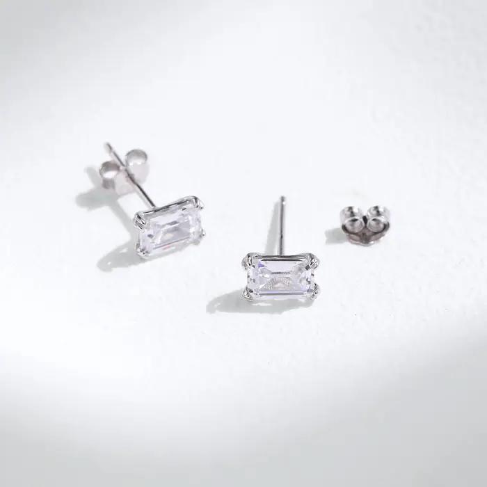 MODIAN 925 boucles d'oreilles en argent Sterling Simple taille émeraude CZ boucles d'oreilles hypoal