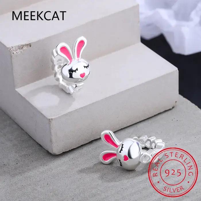Boucles d'oreilles créoles lapin en argent 925 pour filles et femmes