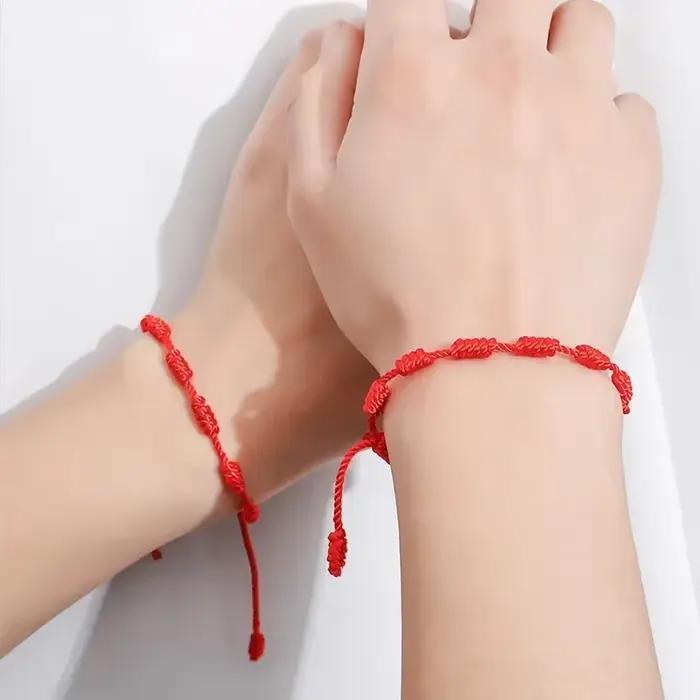Bracelet à cordes rouge mauvais œil pour amoureux, amulette porte-bonheur et amitié, corde tressée faite à la main, bijoux cadeaux, 2024