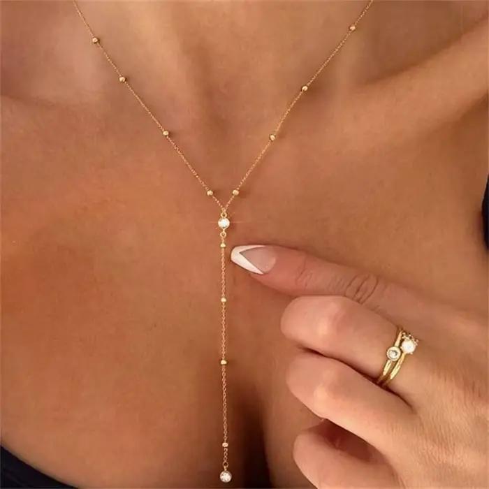 Collier de luxe en forme d'œil Serpentine pour femmes doré chaîne Y pompon cadeau pour anniversaire mariage