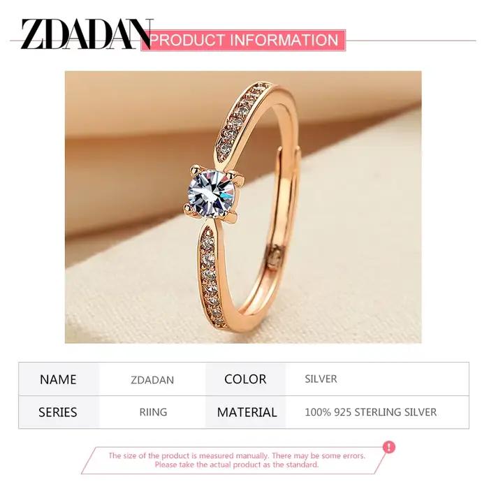Bague en argent sterling 925 plaquée or 18 carats sertie de zirconium blanc pour femme occasions spéciales engagement fiançailles mariage anniversaire fête