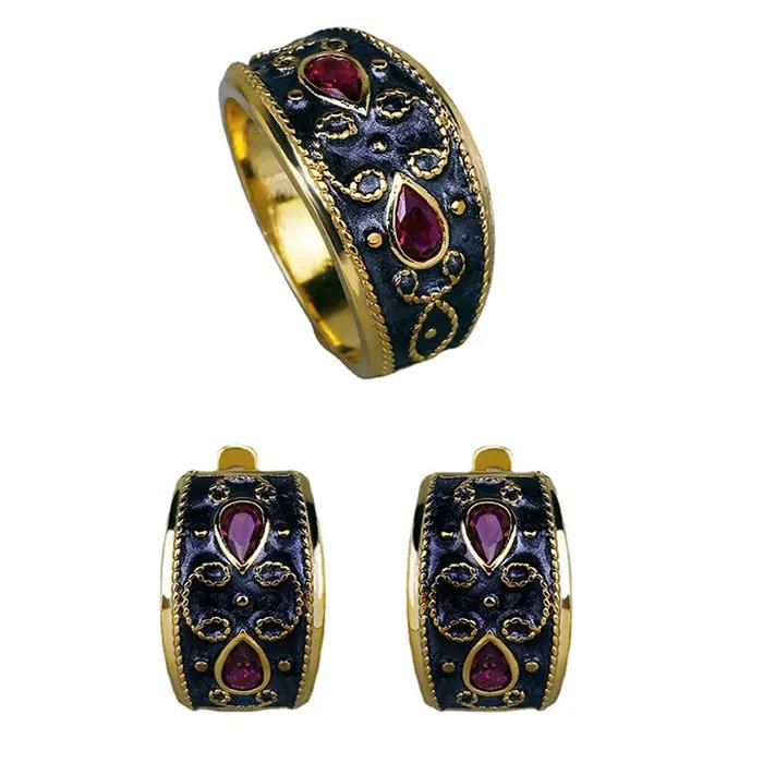 Ensemble de boucles d'oreilles plaquées or pour femmes