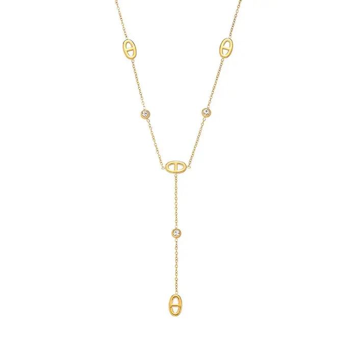 Ensemble de chaînes de col en titane et acier pour femmes style français minimaliste diamant blanc nez de cochon exquis simple polyvalent haut de gamme pour cadeaux occassions spéciales