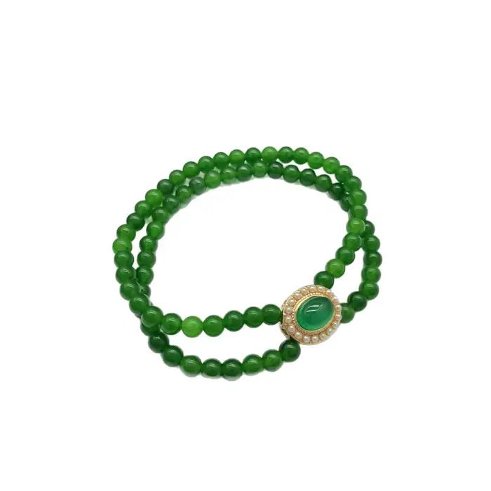 Bracelet en cristal de style oriental pour femmes, perles rondes dorées et motifs géométriques, bijou de bureau et de soirée pour femmes