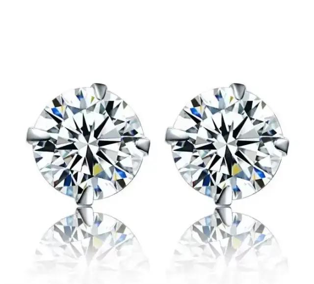Boucles d'oreilles à clous en argent sterling 925 avec pierres de zirconium blanc pour femmes, bijoux élégants et durables pour occasions spéciales