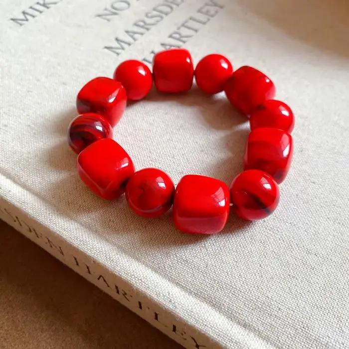 Bracelet coréen en perles acryliques, carré irrégulier, rond, géométrique, pour femmes européennes e