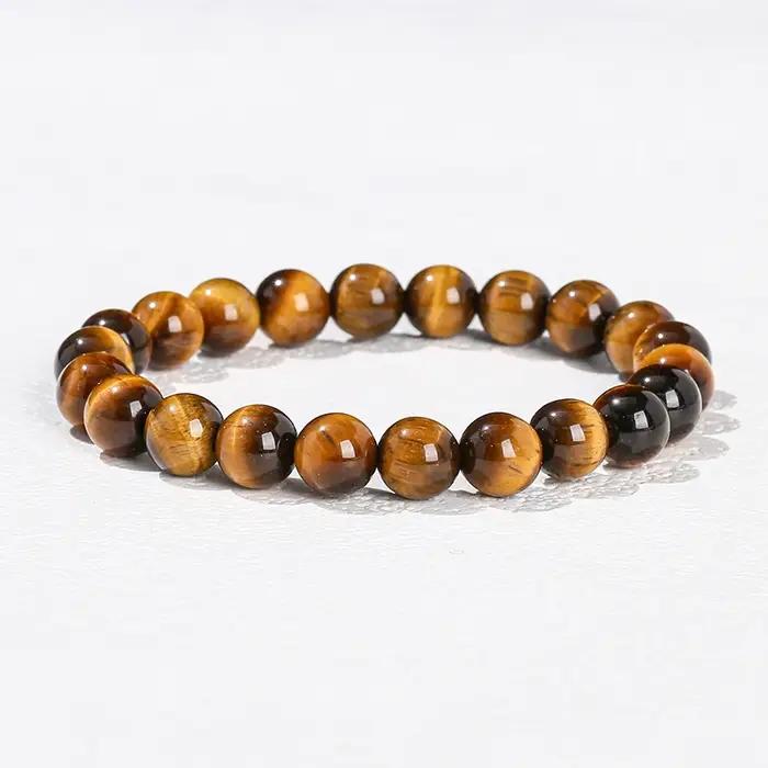 JD 6 8 10mm Bracelet de perles en pierre naturelle obsidienne Fluorite Quartz jaspe