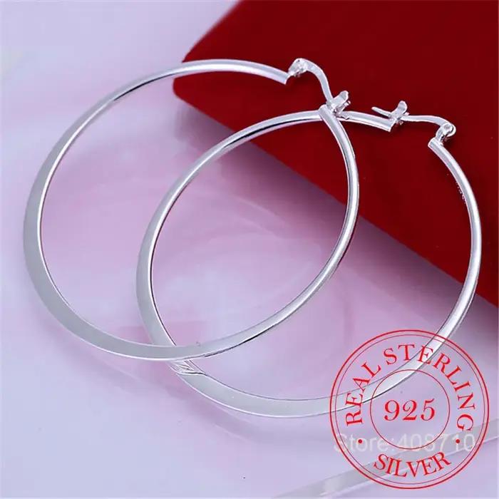 Créoles plates et rondes pour femmes, boucles d'oreilles rondes en argent Sterling 925, marque europ