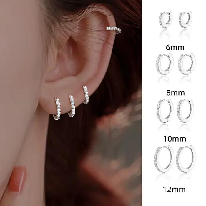 Boucles d'oreilles créoles en argent sterling 925 avec strass et cristal pour femmes et filles romantiques de luxe bijoux mode à offrir pour occasions spéciales