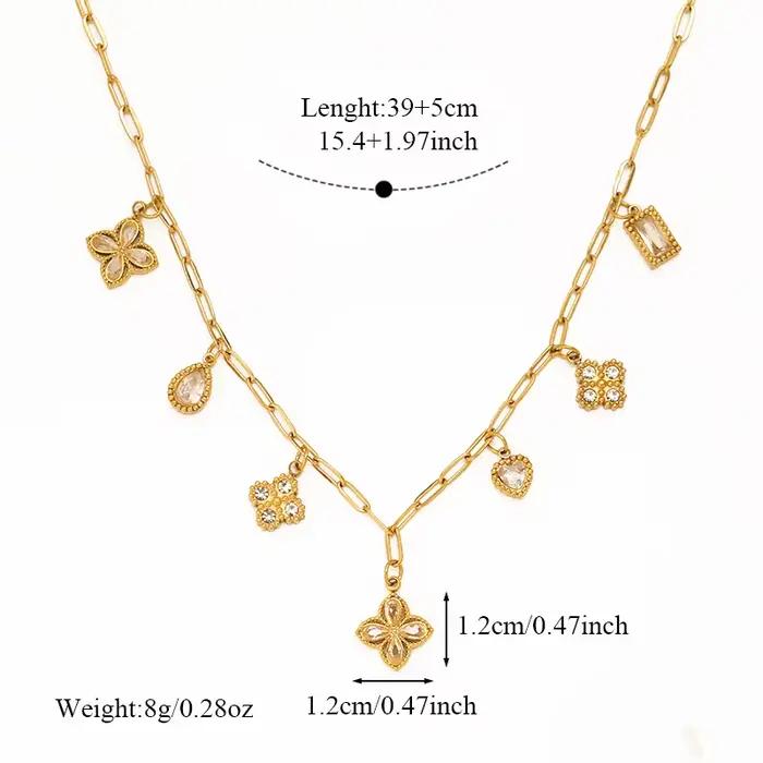 EILIECK Collier chic en forme de fleur avec zircone cubique brillante pour femme, en acier inoxydable, bijoux délicats et exquis pour femme