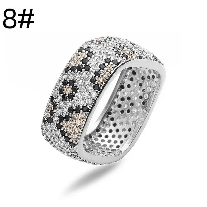 HECHENG, boucles d'oreilles imprimées léopard plaquées or 18 carats, bague carrée avec zircone cubiq