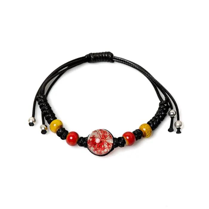 Bracelet perlé en céramique rouge pour hommes et femmes
