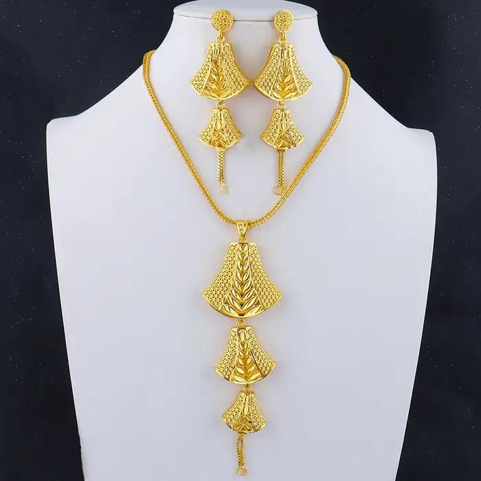Ensemble de bijoux africains en or plaqué 24 carats pour femmes occasions spéciales bal mariage anniversaire cérémonie festive quotidien