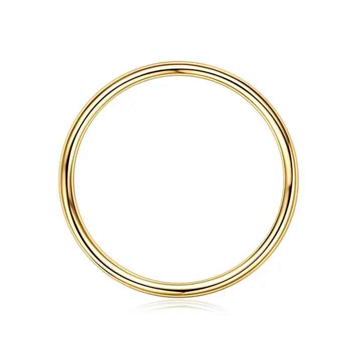 Lnngy 14K plaqué or bague Anillo Plata 925 en argent Sterling 1.2mm largeur anneaux lisses pour les femmes bijoux de mariage simples
