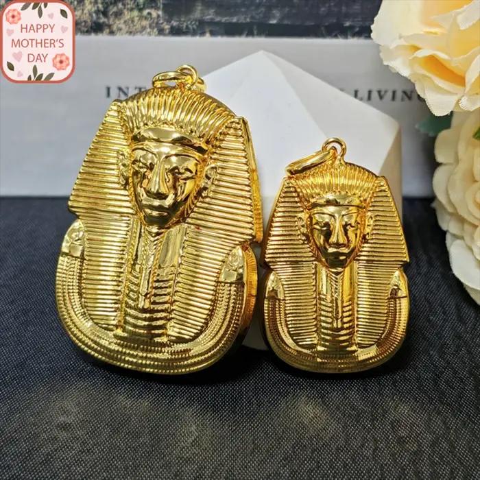Pendentifs plaqués or du Nigeria pour collier femmes hommes mode couleur or portrait du pharaon égyptien pendentif fabrication de bijoux pour fête