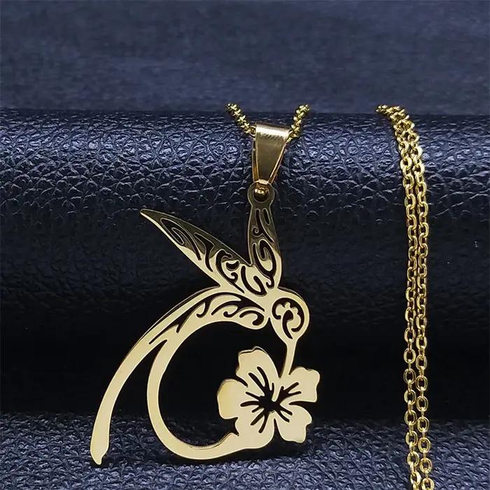 Collier de fleurs de colibri d'oiseau pour femmes et hommes