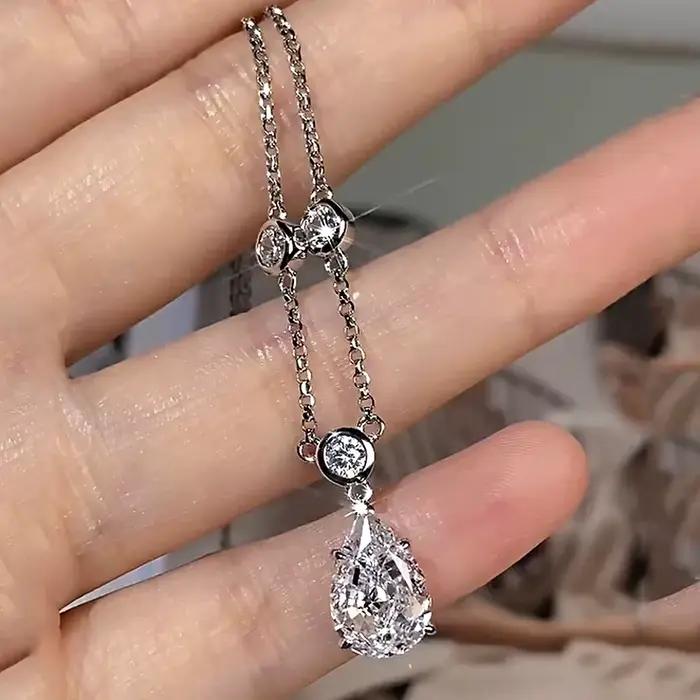 BXINY 4CT poire coupe Moissanite pendentif collier S925 argent goutte d'eau laboratoire diamant bulle cou chaîne pour les femmes bijoux fins cadeaux