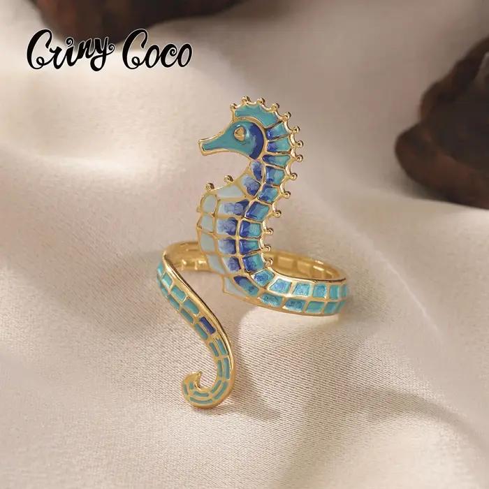 Bague hippocampe étoile de mer en acier inoxydable plaqué or pour femmes, cadeau idéal pour occasions spéciales comme les mariages, anniversaires et fêtes
