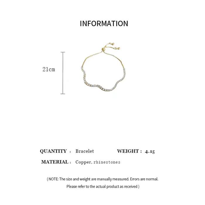 Bracelets en strass ronds brillants pour femmes, bracelet fin de luxe à motif ondulé réglable, design polyvalent, bijoux pour les mains K1