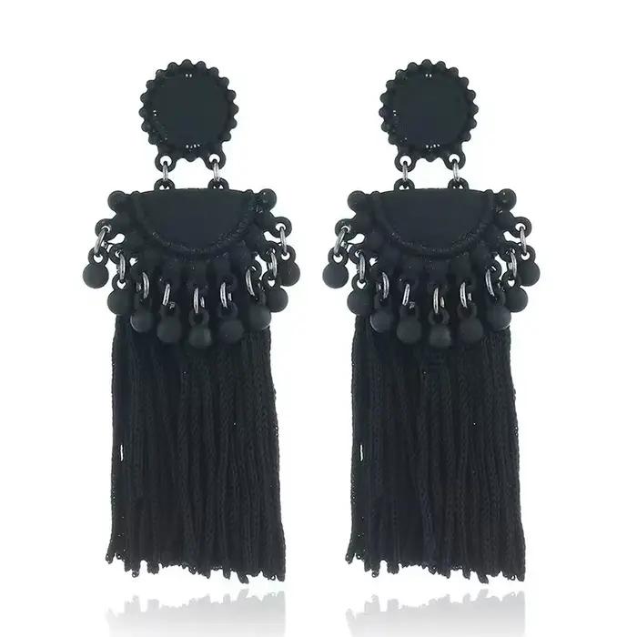 Boucles d'oreilles longues à pampilles, nouveau Style chinois, multicolore, minimaliste, tendance, b