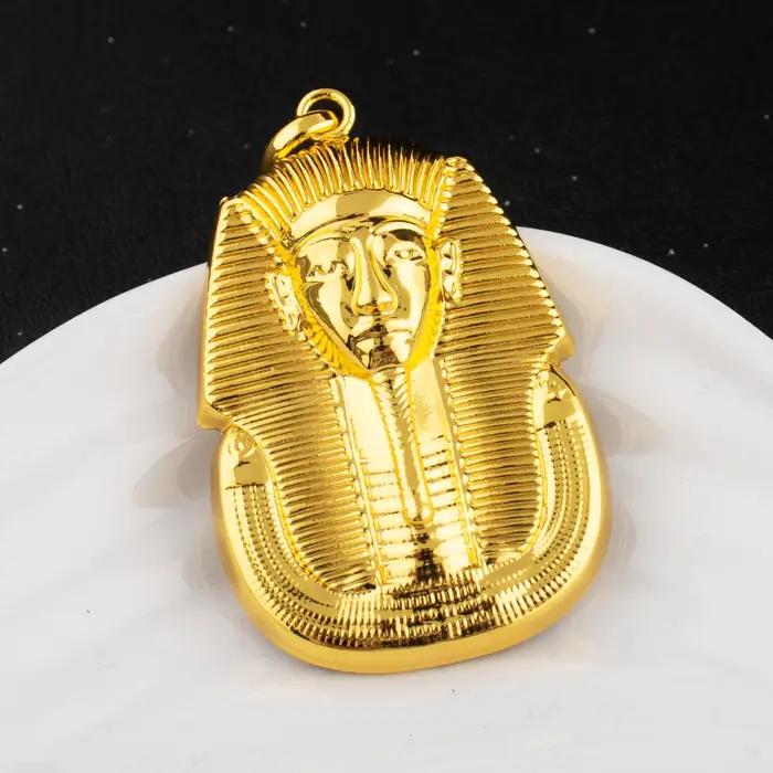 Pendentifs plaqués or du Nigeria pour collier femmes hommes mode couleur or portrait du pharaon égyptien pendentif fabrication de bijoux pour fête