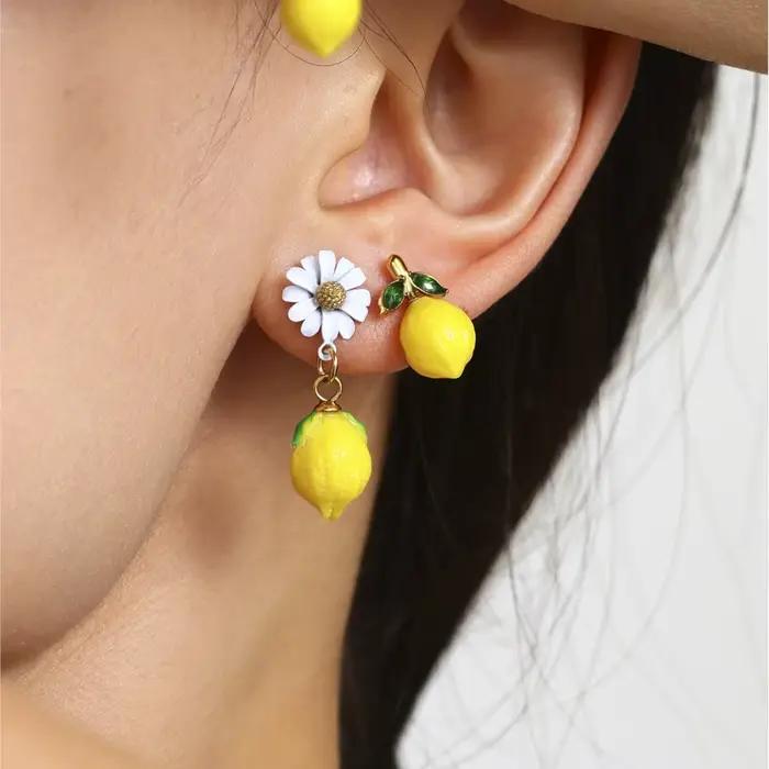 Pendentif citron boucles d'oreilles pendantes correspondant coquille perles collier Bracelet à la main perles colliers Bracelets boucle d'oreille pour les femmes