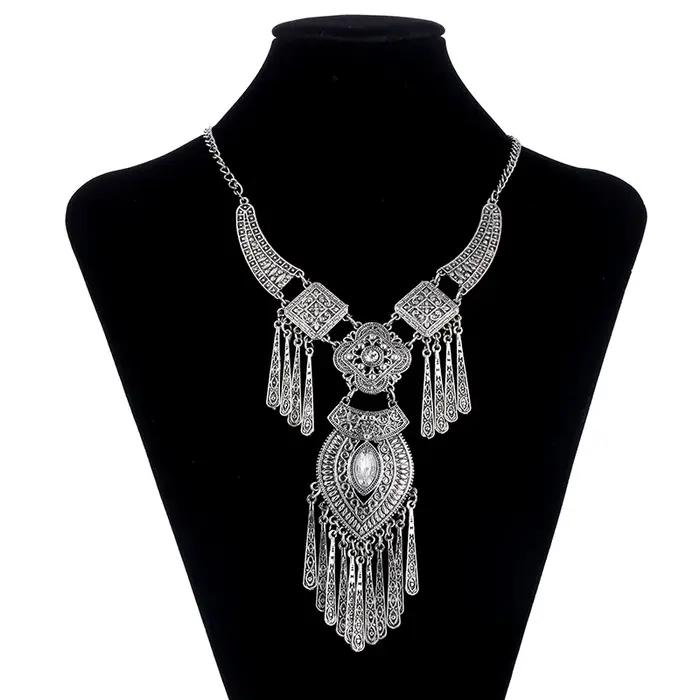 LOVBEAFAS mode bohème Collier ras du cou Vintage gland déclaration Maxi Long