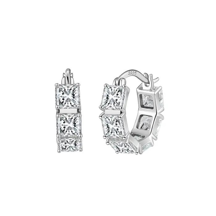 Boucles d'oreilles créoles de luxe en argent sterling 925 avec Moissonite pour femmes, idéales pour les occasions spéciales, quotidien, mariage, anniversaire, demande en mariage