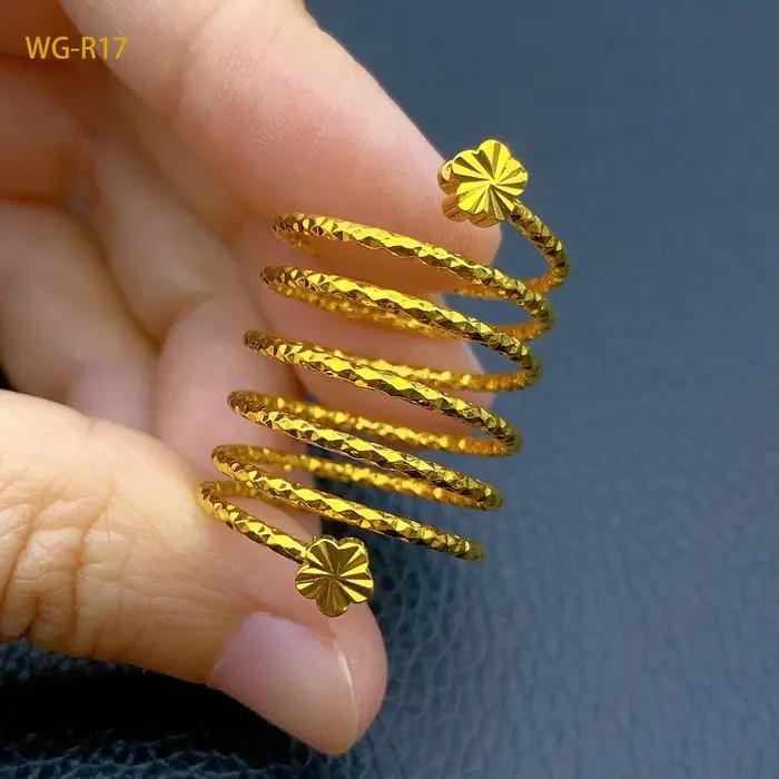 Bague à fleurs en spirale de dubaï pour femmes brésiliennes, couleur or 24K, pour mariée, arabe, éth